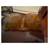 Art Deco amber celluloid dresser set