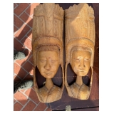 wood carved pair sculpture