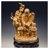 Carved Chinese Boxwood Cultural Revolution Figure On A Hardwood Stand