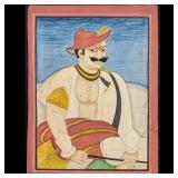 Indian Marwar School Miniature Painting Of A Maratha Royalty