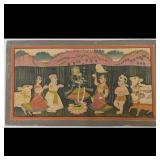 Indian Kota School Miniature Painting Of Krishna And Gopis