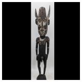 Large Antique Papua New Guinean Carved Wood Tribal Standing Figure, Sepik River