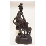 1003	CONTEMPORARY BRONZE STATUE *MARY HAD A LITTLE LAMB* APPROXIMATELY 22 IN HIGH