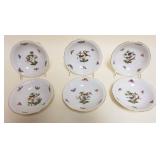 1017	HEREND HAND PAINTED PORCELAIN *ROTHSCHILD* 5 1/2 IN BOWLS W/IMAGES OF BIRDS ON A TREE & BUTTERF