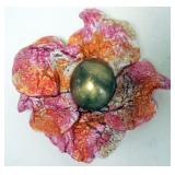 1156	DESIGNER FLORAL PIN BY FABRICE, APPROXIMATELY 4 IN, MOTTLED PINK BROOCH