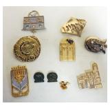 1170	ASSORTED GROUP OF DESINGER JEWISH PINS, LARGEST APPROXIMATELY 2 1/2 IN. SIGNED BY DESIGNERS INC