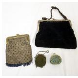 1198	GROUP OF 4 MESH AND BEADED BAGS, ONE MARKED METRO BAG WORKS PARIS