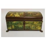 1003	REUGE SWISS MUSIC BOX, DOME TOP BOX W/METAL PAW FEET & SIDE BAILS, 4 TUNES, THE SOUND OF MUSIC,