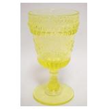 1085	ANTIQUE VASELINE PRESSED GLASS GOBLET, APPROXIMATELY 6 IN HIGH