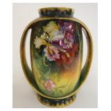 1039	LARGE ROYAL BONN DOUBLE HANDLED VASE W/IMAGES OF FLOWERS ALL AROUND, APPROXIMATELY 14 IN HIGH