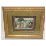 1088	FRAMED AND MATTED PERSIAN PAINTING UNDER GLASS, APPROXIMATELY 19 IN X 23 IN OVERALL