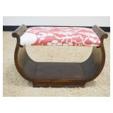 1159	BENTWOOD BURLED WOOD BENCH WITH UPHOLSTERED SEAT, APPROXIMATELY 24 IN X 13 IN X 16 IN H