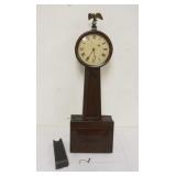 1076	ANTIQUE BANJO CLOCK W/BRASS EAGLE FINIAL, APPROXIMATELY 3 IN X 10 IN X 33 IN