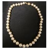 1216	LADIES PEARL NECKLACE, CLASP MARKED 585