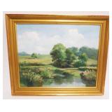 1231	JOHN E BERNINGER OIL PAINTING, NEW HOPE PENNSYLVANIA SCHOOL, LANDSCAPE, APPROXIMATELY 24 IN X 2