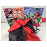 Halloween Vinyl Records and Dracula Costume