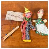 (2pc) PUPPETS | Including: clown string puppet and hand puppet.