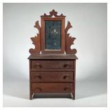 MINIATURE CHEST with MIRROR | Miniature three drawer chest, each full-width drawer with double pulls