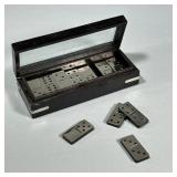 METAL & WOOD DOMINOS IN BOX | Dominos 2 inches. - l. 8 in (box)