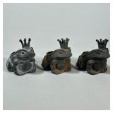 (3pc) RESTORATION HARDWARE PRINCE FROG CANDLEHOLDERS | Metal Restoration Hardware Prince Frog tea li