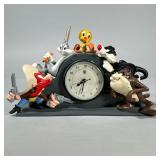 VINTAGE WB MANTEL CLOCK | Warner brothers mantle clock with character figures surrounding the case. 