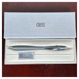 CROSS BALLPOINT PEN | Cross Grey 2102 ballpoint pen in case. - h. 1 x w. 2.5 x l. 6.5 in