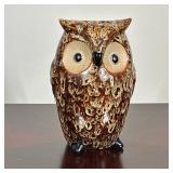 OWL FORM VASE | Glazed owl form vase. - h. 9 x w. 4 x l. 6 in