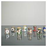 (8pc) CLOISONNE & MICROMOSAIC THIMBLES | Including a set of six cloisonne enameled thimbles, most wi