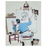 NORMAN ROCKWELL PRINT | Triple Self-Portrait Nicely matted and framed. Sight 13.5 x 10.5 in. - h. 21