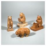 (4pc) CARVED WOOD BEARS |