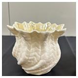 (2pc) Belleek Vase & Lenox Dish | Belleeck "Neptune" vase: h. 3 in. Lenox fluted, footed dish:dia. 6