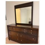 Dresser With Attached Mirror | Dresser with attached mirror. - h. 38 x w. 43 x d. 18 in