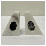 (2pc) Marble Bookends | h. 5.25 x w. 3 in