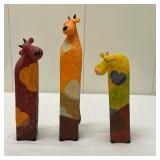 (3pc) Sheep Sculptures | Hand-painted wooden sculptures of sheep (Made in Ireland) - Tallest: 13 in.