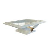 GLASS INSET COFFEE TABLE | Faux marble and gold accented low table of contemporary modern design, ha