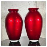 Pair Crate & Barrel Vases | Two large "Red Velvet" vases by Crate & Barrel, made in Italy. - h. 14 1