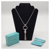 Lot 58  925 Vintage Tiffany & Co Necklace w / Tassel Charm 