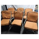 Set of 6 Martha Stewart Living outdoor chairs with cushions. Two chairs swivel.