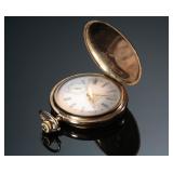 1919 Waltham 225 Model 1894 Pocket Watch Pink Dial Double Hunter Case