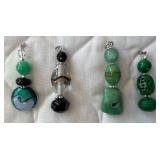 PTH057- Assorted Vintage Myrna Lee Chang Glass & Jade Pendants 