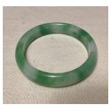 MCS156 Green & White Jade Bangle Bracelet New