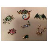 MMM064 Seven Animal Themed Costume Jewelry Brooches 