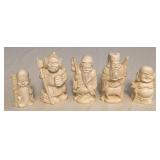 MMM124 Five Asian Netsuke Style Resin? Figurines