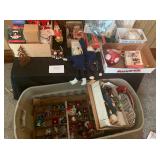 Vintage Christmas Tote Full. Of Lights Ornaments Nutcracker Plush & More