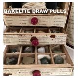 BAKELITE PULLS ON CABINET OF Rock/Mineral Specimens & Microscope