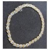 10K Gold Ring With Clear Stones, Size 3-1/2, And 10K Gold Bracelet With Clear Stones, 7" Long, Appro