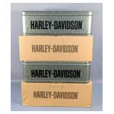 Harley Davidson Galvanized Metal Trays With Lid And, Handles, 6 Sectioned Compartments Inside, Has G