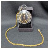 Cesar Renfer Abrecht Pocket Alarm Pocket Watch With Rope Chain, Unknown Working Order