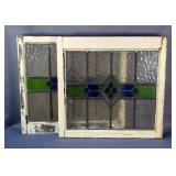 Leaded Glass Windows In Wood Window Frame, 21.75" x 22.5", Qty 2