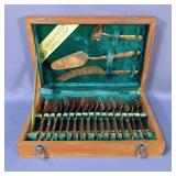 Thai Gems Factory Brass Toned Flat Ware Set Including Forks, Spoons And Serving Ware, Total Qty 19, 